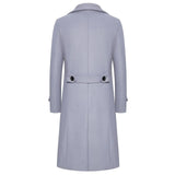 Men's Autumn/winter Double Row Button Woolen Jacket Long Length Casual Trench Coat Smooths Your Silhouette Overcoat