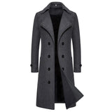 Men's Autumn/winter Double Row Button Woolen Jacket Long Length Casual Trench Coat Smooths Your Silhouette Overcoat