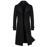 Men's Autumn/winter Double Row Button Woolen Jacket Long Length Casual Trench Coat Smooths Your Silhouette Overcoat