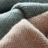 FOESCE Men's Cashmere Sweater Loose and Thick Jacquard Crewneck Sweater Autumn and Winter New Solid Color Men's Knit Bottom Sweater