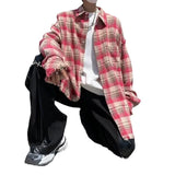FOESCE Men's Casual Plaid Shirt Long Sleeve For Spring Autumn American Style Trendy Brand Loose Fit Jacket Youth Fashion