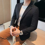 FOESCE Men's Casual Suit Jacket High-end Solid Color Trendy Korean Style Business Attire Loose Fit Versatile For Autumn Winter