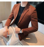 FOESCE Men's Casual Suit Jacket High-end Solid Color Trendy Korean Style Business Attire Loose Fit Versatile For Autumn Winter