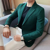 FOESCE Men's Casual Suit Jacket High-end Solid Color Trendy Korean Style Business Attire Loose Fit Versatile For Autumn Winter