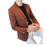 FOESCE Men's Casual Suit Jacket High-end Solid Color Trendy Korean Style Business Attire Loose Fit Versatile For Autumn Winter