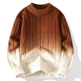 FOESCE Men's Color-Matching Knitted Sweaters/Male Loose Round Neck Long Sleeve Sweater Men's High Quality Pullover 4XL-M