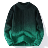 FOESCE Men's Color-Matching Knitted Sweaters/Male Loose Round Neck Long Sleeve Sweater Men's High Quality Pullover 4XL-M