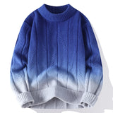 FOESCE Men's Color-Matching Knitted Sweaters/Male Loose Round Neck Long Sleeve Sweater Men's High Quality Pullover 4XL-M