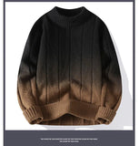 FOESCE Men's Color-Matching Knitted Sweaters/Male Loose Round Neck Long Sleeve Sweater Men's High Quality Pullover 4XL-M