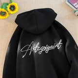 FOESCE Men's High Street Letter Print Hoodies 2025 New Casual Oversized Aesthetic Hooded Sweatshirts Man Y2K Vintage Long Sleeve Hoodie