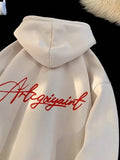 FOESCE Men's High Street Letter Print Hoodies 2025 New Casual Oversized Aesthetic Hooded Sweatshirts Man Y2K Vintage Long Sleeve Hoodie