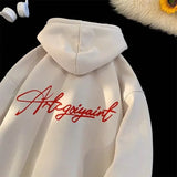 FOESCE Men's High Street Letter Print Hoodies 2025 New Casual Oversized Aesthetic Hooded Sweatshirts Man Y2K Vintage Long Sleeve Hoodie