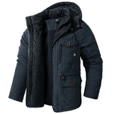 Men's Jacket - US, Large, Hooded, Cotton, Thickened, Multi Pocket, Casual, Mid length Coat