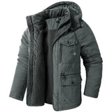 Men's Jacket - US, Large, Hooded, Cotton, Thickened, Multi Pocket, Casual, Mid length Coat