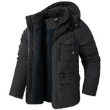 Men's Jacket - US, Large, Hooded, Cotton, Thickened, Multi Pocket, Casual, Mid length Coat
