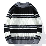 FOESCE Men's Knit Sweater High Quality Knitwear Korean Popular Clothes Autumnr and Winter Pullovers Male Style New in Sweatshirt Cable