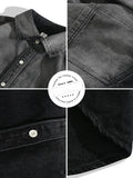 FOESCE Men's Lapel Handsome Black Grey Gradient Denim Shirt Jacket Spring Autumn Trendy Street Casual Versatile Single-breasted Shirts