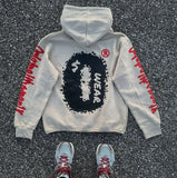 FOESCE Men's Letters and Patten Printed Hoodies Autumn Y2k Retro Sweatshirts Loose Casual Punk Harajuku Long Sleeve Pullovers Clothes