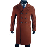 FOESCE Men's Long Coat Wool Blend Double Breasted Jacket Casual Lapel With Lining Street Outer Warm Men's Clothing EU SIZE M-XXL
