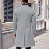 FOESCE Men's Long Coat Wool Blend Double Breasted Jacket Casual Lapel With Lining Street Outer Warm Men's Clothing EU SIZE M-XXL