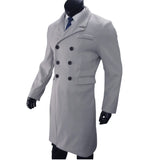 FOESCE Men's Long Coat Wool Blend Double Breasted Jacket Casual Lapel With Lining Street Outer Warm Men's Clothing EU SIZE M-XXL