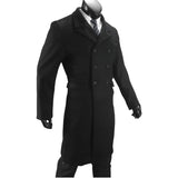 FOESCE Men's Long Coat Wool Blend Double Breasted Jacket Casual Lapel With Lining Street Outer Warm Men's Clothing EU SIZE M-XXL
