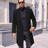 FOESCE Men's Long Coat Wool Blend Double Breasted Jacket Casual Lapel With Lining Street Outer Warm Men's Clothing EU SIZE M-XXL