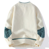 FOESCE Men's Mock Neck Knitted Sweater Fashion Patchwork Knitting Pullovers Men Autumn Winter Daily Casual Warm Pullover Sweaters Man