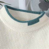 FOESCE Men's Mock Neck Knitted Sweater Fashion Patchwork Knitting Pullovers Men Autumn Winter Daily Casual Warm Pullover Sweaters Man