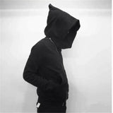 FOESCE Men's New Hoodies Zipper Cardigan Harajuku Black Sweatshirts Swag Style Skateboard Hip Hop Streetwear Hooded Cloak Jacket Coat