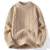 FOESCE Men's Solid color Matching Winter Knitted Sweater High-quality New Pullover Loose and Warm Thick Street Autumn Wool Sweaters