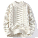 FOESCE Men's Solid color Matching Winter Knitted Sweater High-quality New Pullover Loose and Warm Thick Street Autumn Wool Sweaters