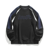 FOESCE Men's Streetwear Hip Hop Colorblock Sweatshirt Loose Long Sleeve Casual Pullover Sweatshirt Round Neck Sweatshirts