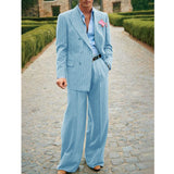 FOESCE Men's Striped Suit Two Piece Elegant Fashion Suit Casual Fashion Work Wear Party Dresses Men's Halloween Costume Mens Clothing