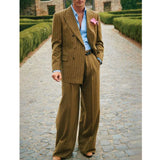 FOESCE Men's Striped Suit Two Piece Elegant Fashion Suit Casual Fashion Work Wear Party Dresses Men's Halloween Costume Mens Clothing