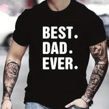 FOESCE Men's Summer Loose Fit 100% Cotton Best Dad EVER Print Casual Round Neck Short Sleeve T-shirt Top