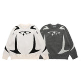 FOESCE Men's Vintage Knitwear Y2K Stars Graphic Sweaters Winter Harajuku Oversized Pullover Sweater Unisex Aesthetic Clothes For Teens