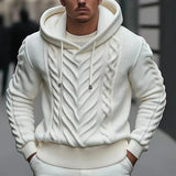 Men's Winter Knit Hoodie Hooded Sweater Vestidos Casual White knitted Hooded Sweater Men Long Sleeve Trend Knitwear Vestidos