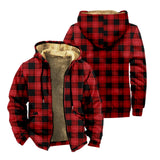 FOESCE Men's Winter Vintage Dark Green Parkas Long Sleeve Plaid Pattern Warm Jacket for Men/Women Thick Clothing Streetwear