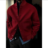 FOESCE Men's Woolen Coat Fashion Brand Solid Color Stand Up Collar Versatile Trendy Jacket Jacket