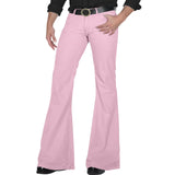 FOESCE Men's fashion Retro Disco Flared Pants Loose Stretch Vintage Trousers Fit Flared Comfortable Retro Stretch Twill Men's Trousers