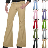 FOESCE Men's fashion Retro Disco Flared Pants Loose Stretch Vintage Trousers Fit Flared Comfortable Retro Stretch Twill Men's Trousers