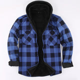 FOESCE Men's long sleeve shirt hoodie thick and fluffy warm fashion high quality comfortable soft clothes autumn winter plaid coat
