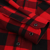 FOESCE Men's long sleeve shirt hoodie thick and fluffy warm fashion high quality comfortable soft clothes autumn winter plaid coat