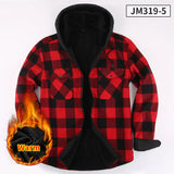 FOESCE Men's long sleeve shirt hoodie thick and fluffy warm fashion high quality comfortable soft clothes autumn winter plaid coat
