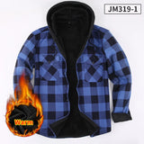 FOESCE Men's long sleeve shirt hoodie thick and fluffy warm fashion high quality comfortable soft clothes autumn winter plaid coat