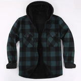 FOESCE Men's long sleeve shirt hoodie thick and fluffy warm fashion high quality comfortable soft clothes autumn winter plaid coat