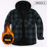 FOESCE Men's long sleeve shirt hoodie thick and fluffy warm fashion high quality comfortable soft clothes autumn winter plaid coat