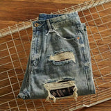 FOESCE Mens Jeans Ripped Casual Pants Autumn Fashion Retro Streetwear Youth Campus Trend Wide Leg Straight Pants Men'S Clothing 2025