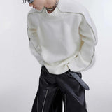 FOESCE Mens Sweater Hand Zipper Deconstructed Knit Sweater Autumn Streetwear Fashion Campus Performance Long Sleeve Top Men'S Clothing